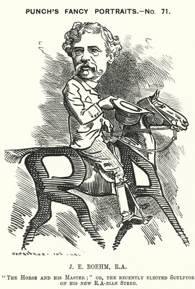 Punch cartoon: Joseph Edgar Boehm, English sculptor by Edward Linley (after) Sambourne