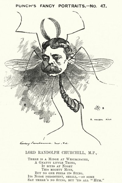 Punch Cartoon: Lord Randolph Churchill, English Conservative Politician by Edward Linley (after) Sambourne