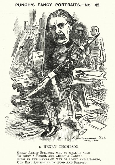 Punch cartoon: Sir Henry Thompson, English surgeon by Edward Linley (after) Sambourne