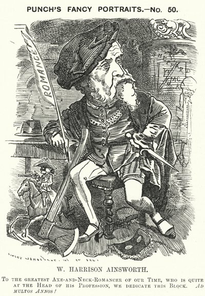 Punch cartoon: William Harrison Ainsworth, English historical novelist by Edward Linley (after) Sambourne