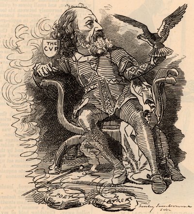 Cartoon of Alfred Tennyson, English Poet by Edward Linley Sambourne