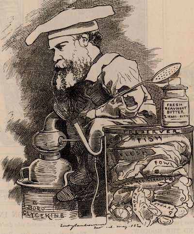 Cartoon of Frederick Settle Barff in the Punch