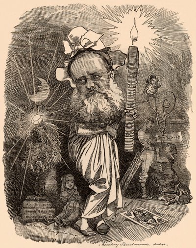 Cartoon of Wilkie Collins novelist by Edward Linley Sambourne