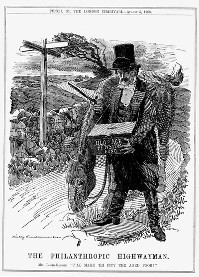 David Lloyd George, Welsh-born British Liberal Statesman. Cartoon by Edward Linley Sambourne from Punch, London, August 1908 by Edward Linley Sambourne
