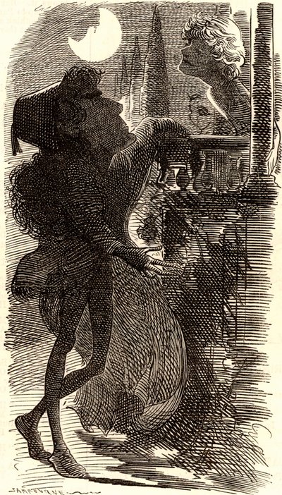Henry Irving in balcony scene of "Romeo and Juliet" by Edward Linley Sambourne