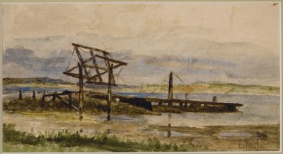 Landscape with Dock, Sea and Beach (#18) by Edward Mitchell Bannister
