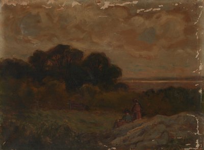 Untitled (Landscape with Two Women Reclining on Rocks) by Edward Mitchell Bannister