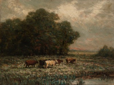 Untitled landscape with cattle grazing by Edward Mitchell Bannister