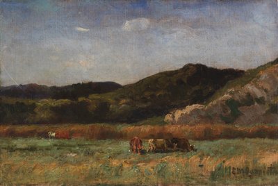 Untitled Landscape with Cows Grazing, Hills by Edward Mitchell Bannister