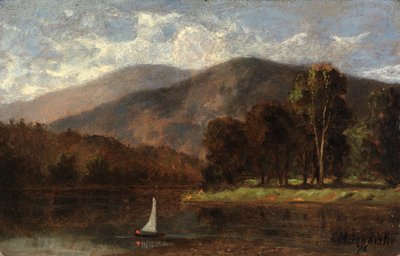 Untitled Sailboat in River by Edward Mitchell Bannister