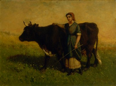 Untitled Woman Walking with Cow by Edward Mitchell Bannister