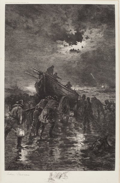 Untitled (Launching a Dory/To the Rescue/Shipwreck) by Edward Moran