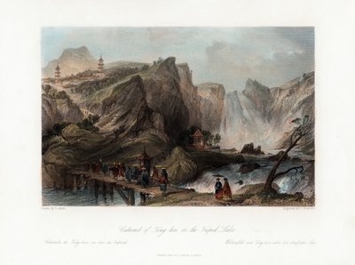 Cataract of Ting-hoo, on the Tripod Lake, China, c1840 by Edward Paxman Brandard