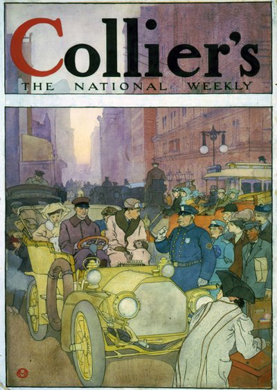 Automobile in Crowded Street by Edward Penfield