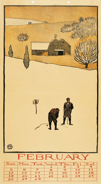 Golf Calendar. February by Edward Penfield