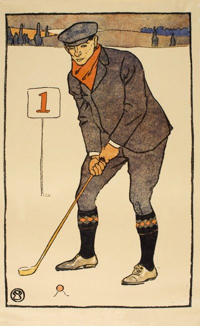 January, detail from 1931 Golfing Calendar by Edward Penfield