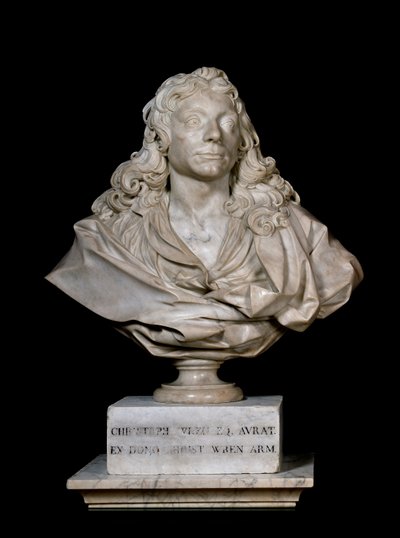 Portrait bust of Sir Christopher Wren, 17th century by Edward Pierce