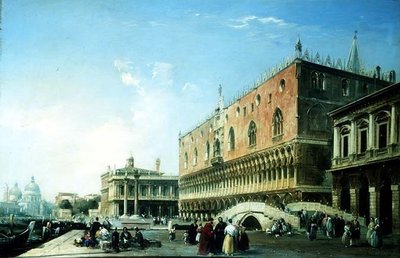 The Piazzetta, Venice, with Numerous Figures by the Doge