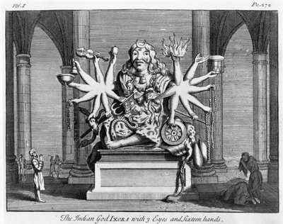 The Indian God Ixora with 3 Eyes and Sixteen Hands, c.1780 by Edward Rooker