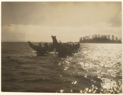 Madly They Drove Their Craft Across the Water by Edward S. Curtis