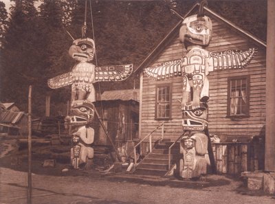 Carved Posts at Alert Bay, British Columbia by Edward Sheriff (after) Curtis