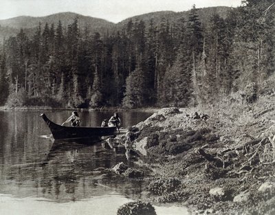 American Indians Canoeing on the Shore of the Nootka by Edward Sheriff Curtis