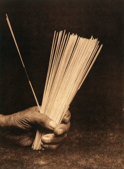 Close-up of the Hand of an Indian of the Hupa Tribe or Village Holding Divination Rods by Edward Sheriff Curtis