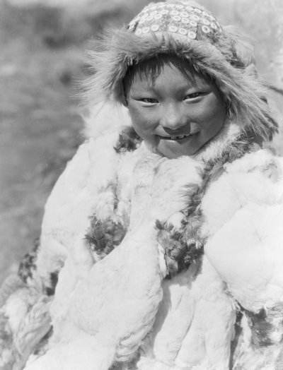 Eskimo child identified as Uyowutcha, probably from Nunivak Island, Alaska, c.1929 by Edward Sheriff Curtis