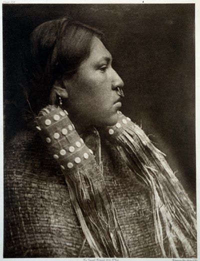 Indians of America: portrait of an Indian girl wearing a piercing in the nose by Edward Sheriff Curtis