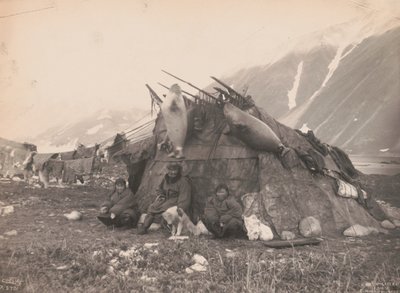Inuit hut and family, c.1899 by Edward Sheriff Curtis