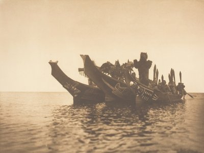 Masked Dancers in Canoes - Qagyuhl A, 1914 by Edward Sheriff Curtis