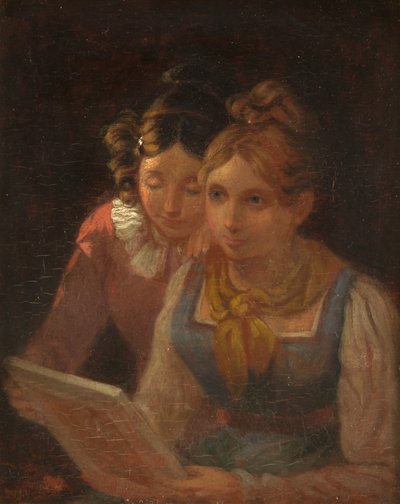 Two Girls looking at a Picture by Edward Villiers Rippingille