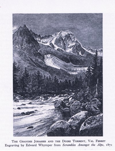 The Grand Jorasses and the Doire Torrent, Val Ferrett by Edward Whymper