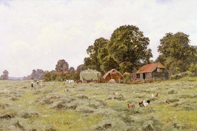 Haymaking in Fittleworth, Sussex by Edward Wilkins Waite
