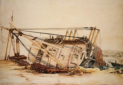 A Beached Brig by Edward William Cooke