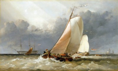 Dutch sailboat sailing on the Zuiderzee by Edward William Cooke