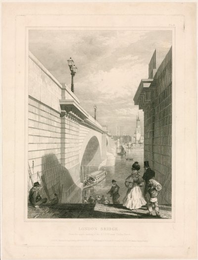 New London Bridge from the upper landing of the steps near Tooley Street by Edward William Cooke