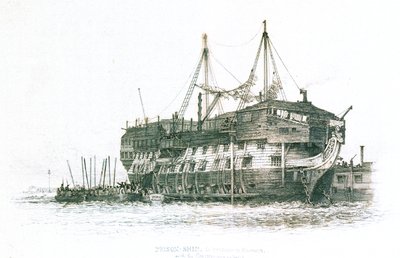Prison-Ship in Portsmouth Harbour with the Convicts Going on Board by Edward William Cooke