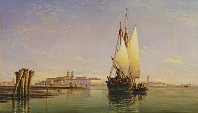 The Euganean Hills and the Laguna of Venice - Trabaccola Waiting for the Tide, Sunset by Edward William Cooke