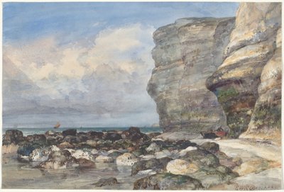 The Rocky Beach and Cliffs at Fécamp by Edward William Cooke