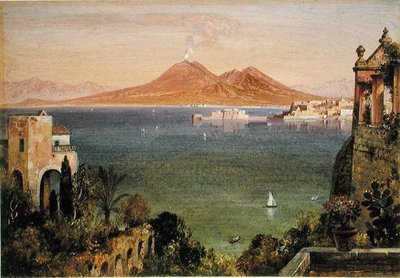 Vesuvius and Castel del Oro, Naples, seen from Villa Cedroni, Posillippo by Edward William Cooke
