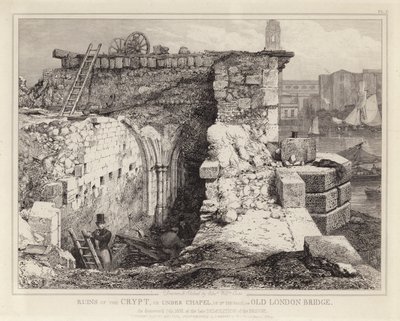 Ruins of St Thomas Chapel on Old London Bridge by Edward William Godwin