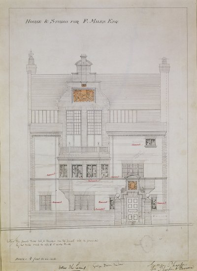 Working Drawing for House and Studio for F. Miles Esq, Tite Street, Chelsea by Edward William Godwin