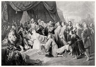 The Surrender of Calais, 4th August 1347 (engraved by John Young) by Edward after Bird