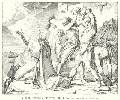 The Martyrdom of Stephen, Acts, ch vii, ver 59, 60 by Edward von Steinle