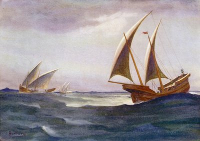 Three of His Belated Ships Had Come into Port by Edwin Arthur Norbury