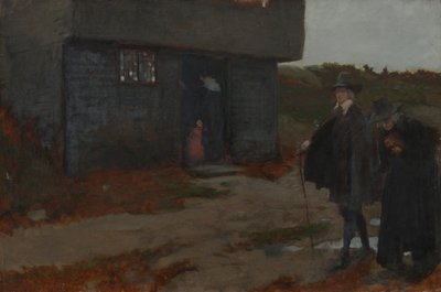 At the Cottage Door (17th Century New England Scene) by Edwin Austin Abbey