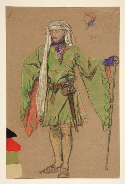 Bushy, Costume Sketch for King Richard II by Edwin Austin Abbey