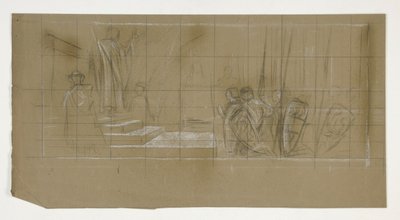 Composition study for The Departure, from The Quest of the Holy Grail (a series of fifteen paintings for the Boston Public Library, completed in 1901) by Edwin Austin Abbey