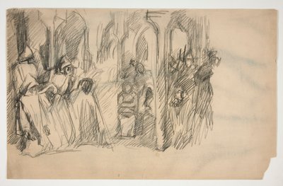 Composition Study for The Quest of the Holy Grail Mural Series at Boston Public Library by Edwin Austin Abbey